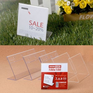 가로형 단면쇼케이스 100x100mm 가격표 메모꽂이 아크릴 쇼케이스 메뉴판 안내판