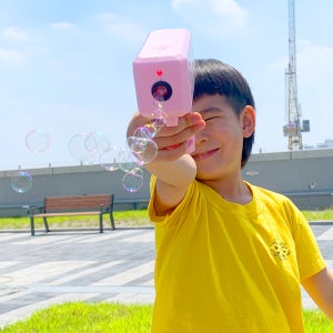 버블 비눗방울 머니건 권총 (핑크) - 자동 버블건 비누방울