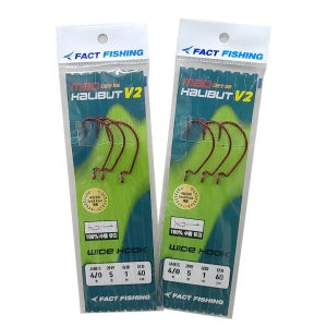팩트피싱 매드할리벗 V2 광어 수평 다운샷채비 와이드훅 4호바늘 단차 40cm