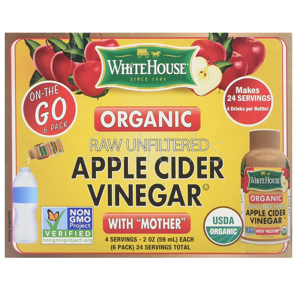 화이트하우스 애플<b>사이다비니거</b> 사과초모식초 애사비 유산균 섬유질 포만감 <b>키토</b> 2oz(59ml) 6팩 White House Apple <b>Cider</b> Vinegar