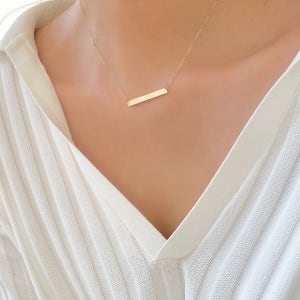 토프 바 네크리스 - 14k 민자 스틱 네임바 금목걸이