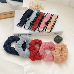 [무배] 애플워치 스트랩+테두리 실크 곱창 밴드 set