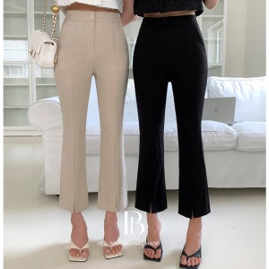 [삐뽕언니] (B-MADE/히든밴딩)린넨 절개 부츠컷슬랙스(기본/롱버전,4color)