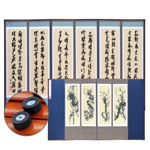 미니삼색추사김정희 6폭병풍 (병풍140센티) 버팀고무 고정장치 제사용 제사병풍