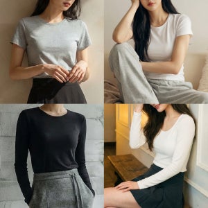 여성 노브라 티셔츠 노브라티 브라티 캡내장 반팔