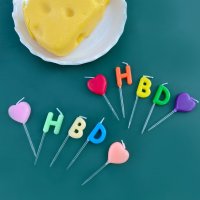 케이파티 HBD 레인보우 파스텔 생일초 케이크초 데코픽