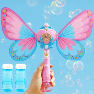 자동 비눗방울 요술봉 (핑크) 버블건 비누 방울 놀이 - KC 버블 용액 스틱