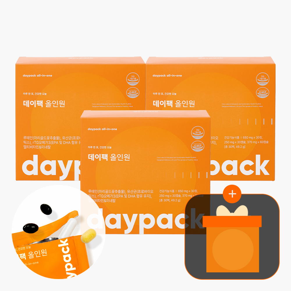 데이팩 올인원 한포영양제 유산균 오메가3 30포, 3개