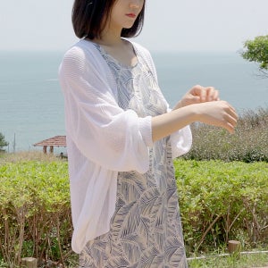 시스루 그물 얇은 루즈핏 니트 여름 여성 가디건 (러블리)