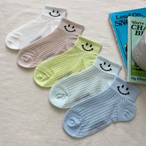 아동여름양말 남아 여아 어린이 키즈 주니어 초등학생 스마일 발목 메쉬 시스루 양말 세트