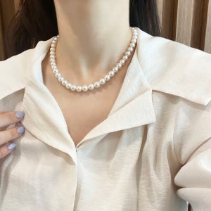 실버 스와로브스키 담수 진주 초커 레이어드 선물용 데일리룩 핸드메이드 목걸이