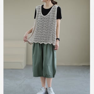 브이넥 뷔스티에 그물조끼 여름뜨개조끼