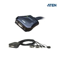 ATEN KVM스위치 DVI 2포트 2:1 USB 케이블일체형 CS22D