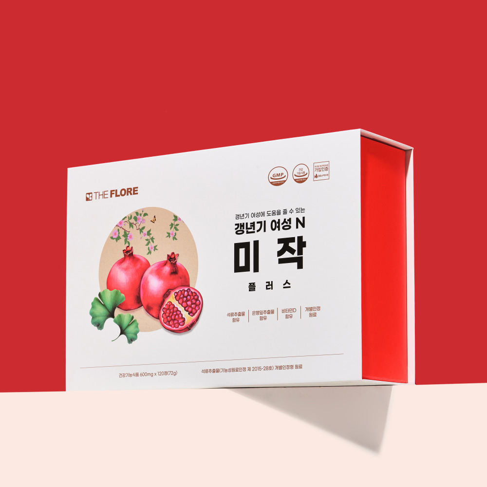 여성 갱년기 <b>석류추출물</b> 영양제 미작 여성호르몬 에스트로겐 엘라그산 은행잎추출물 비타민D 600mg x 120정