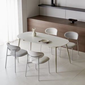 바이더하임 세라믹식탁 엠 12T 4인용 타원형 포세린 화이트 식탁세트 B 1400