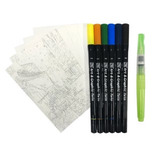 ZIG 지그 히스토릭 아트 명화그리기 세트 수채화 색칠하기 취미 컬러링 엽서