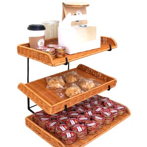 베이커리 3단 라탄 바스켓 소 3개 스탠드세트 빵 쿠키 매장 편의점 진열