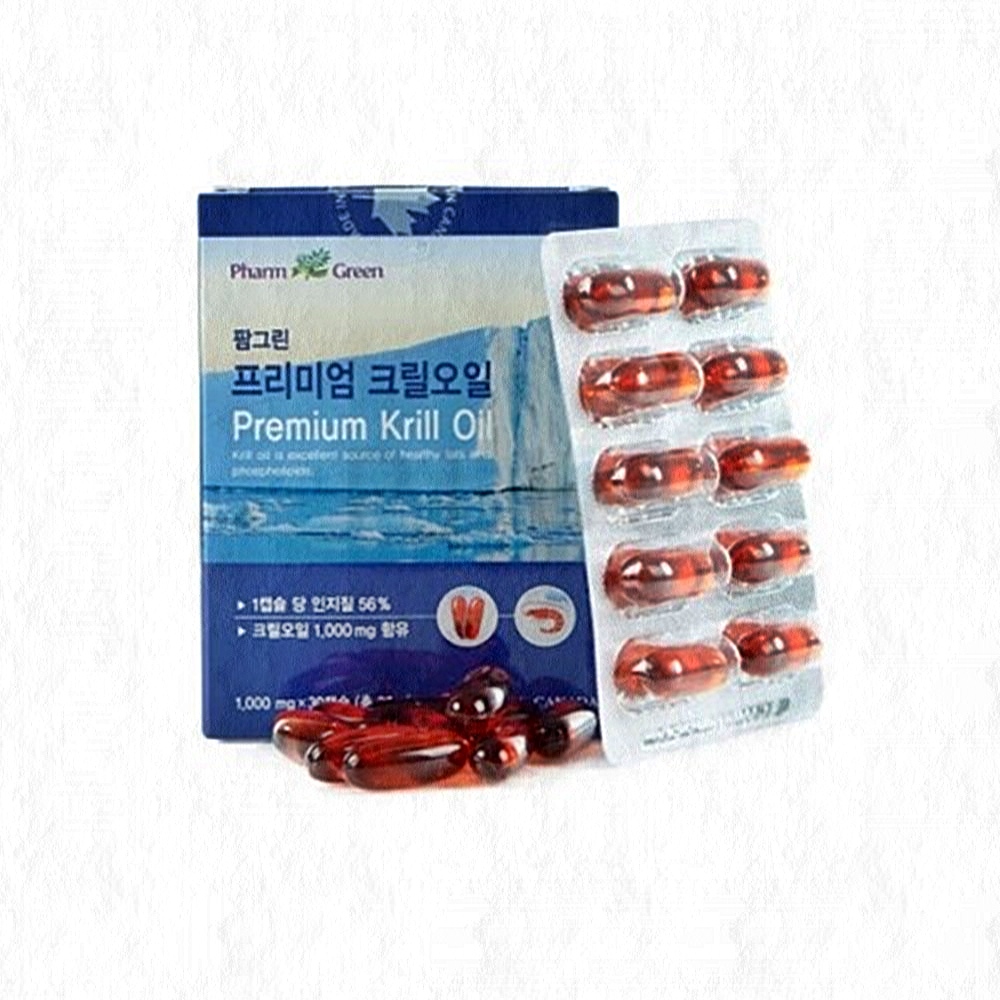 팜그린 프리미엄 크릴오일 1000 30캡슐 남극 크릴 Krill Oil 인지질 영양제