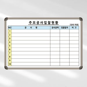 공사현황판 900x600 화이트보드 입찰 현황표 주문제작