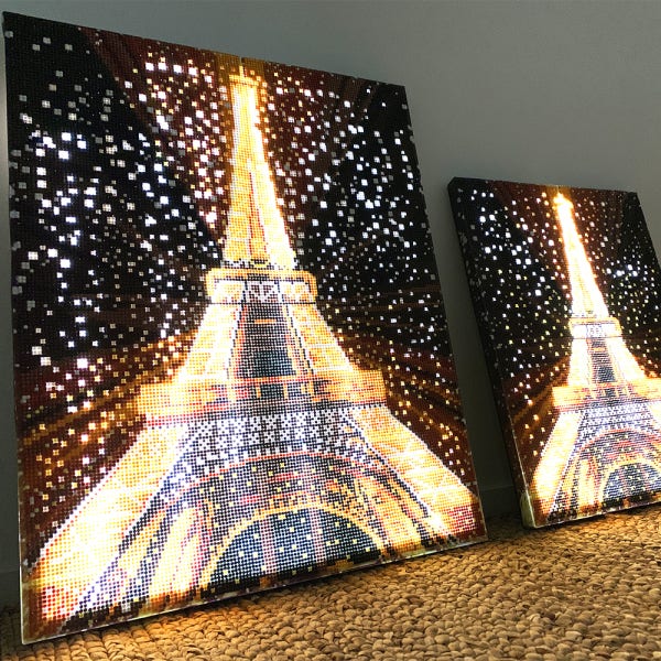 LED 보석십자수 캔버스형 비즈 구슬 큐빅 금빛 에펠탑 40x50