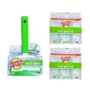 3M 스카치브라이트 테이프 클리너 중형 본체+리필6p 크리너 세트