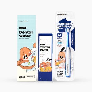 [정글몬스터 고양이 치약 2종 + 칫솔 양치세트] 부드러운 칫솔 치석 입냄새 제거 치주염