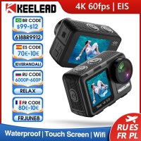 KEELEAD K80 액션 카메라 4K 60FPS EIS 5-40M 방수 헬멧 20MP 2.0 1.4터치 LCD 듀얼 스크린 WiFi 웹캠 스포츠 비디오 캠