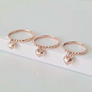 14k 18k 미니 하트 통통 볼 딸랑이 애끼 검지 우정 반지