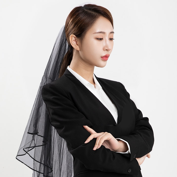 블랙 베일 면사포/셀프 웨딩 촬영 소품 의상 분장