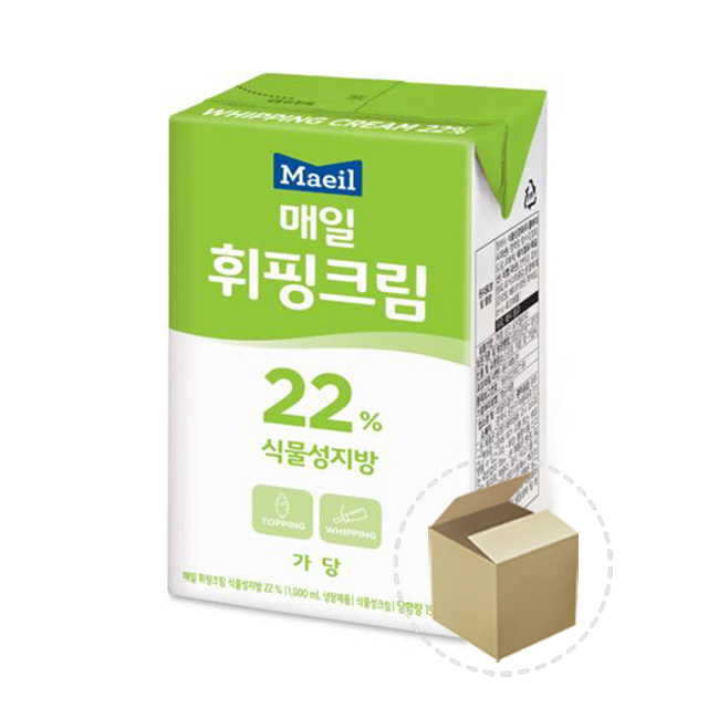 매일 가당 휘핑크림 식물성 22% 1L 1박스 12개