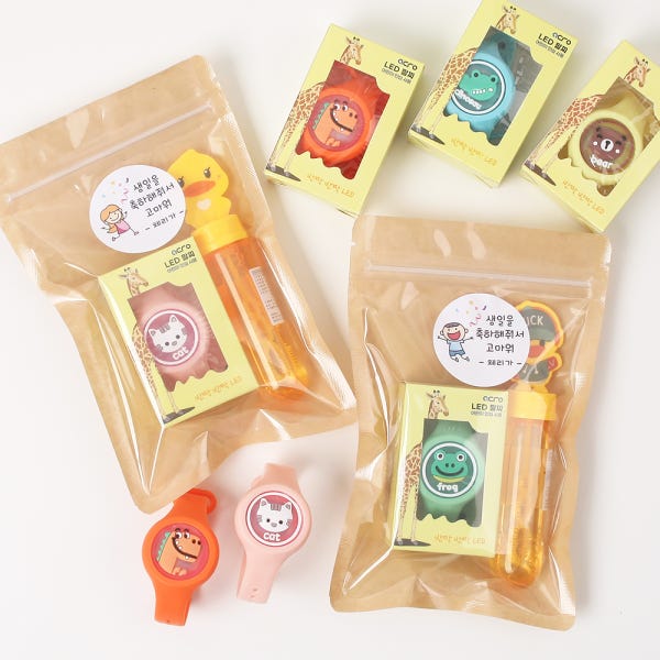 LED 모기팔찌 비눗방울 완포장 구디백 어린이집 생일 답례품 단체 선물 유치원 어린이