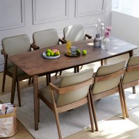 아슬란 1800 6인 카페 식당 고무나무 원목 식탁 테이블