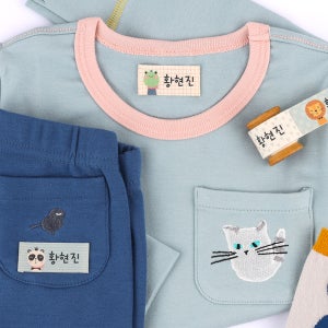 면라벨 핸드메이드 패브릭 직조라벨 컬러 소형 15mm 리틀포레스트 한글1