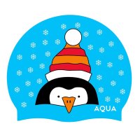 아쿠아 칠리 펭귄 크리스마스 수모 수영모자 AQUA Chilly Penguin Christmas Silicone Swim Cap