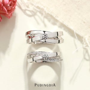 (파브) 천연 1부 다이아몬드 웨딩밴드 커플링 결혼반지 두꺼운 디자인 (남+여 세트)