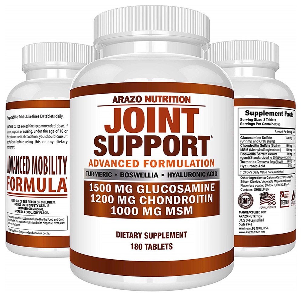 <b>아라조뉴트리션</b> 조인트서포트 글루코사민 MSM 터메릭 보스웰리아 180정, Arazo Nutrition Joint Support