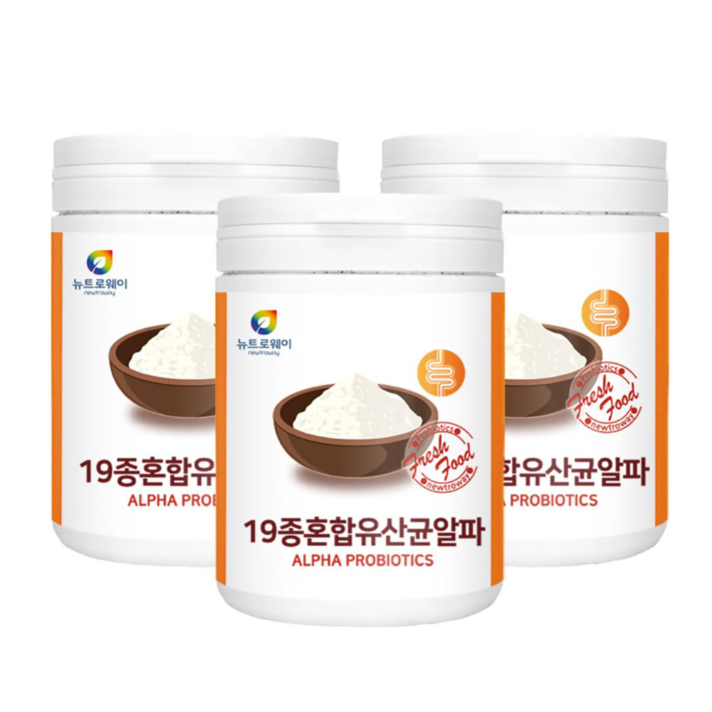<b>19종혼합유산균알파</b> 230gx3병 다당류 코팅 락토바실러스 브레브 람노서스 프로바이오틱스