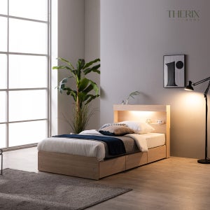 더릭스홈 디칸토 LED 조명 통서랍 수납 침대프레임 슈퍼싱글(SS)