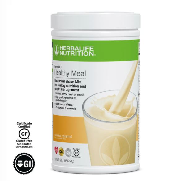 미국 <b>허벌라이프</b> Formula 1 건강한 식사 바나나 카라멜맛 750g / 단백질쉐이크