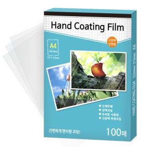 베스트원 손코팅필름 A4 100매 투명코팅지 PET필름(사과그림)