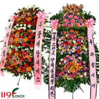 결혼축하화환 개업행사 오브제 수국화환 금박리본 예식장 119플라워