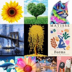 투코비 DIY 진짜 보석십자수 세트 26면 큐빅 비즈 우드캔버스형 호랑이그림 모음전