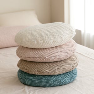 쿠션스토리 모달와플 원형 방석 커버 아이보리 지름 45cm