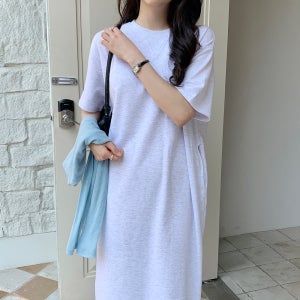 [자체제작] 데일리 루즈핏 반팔 맨투맨 롱 원피스 봄 여름 OPS022