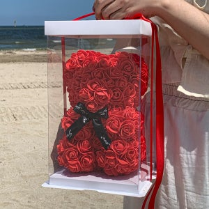 곰인형 꽃다발 비누꽃 특별한 여자친구 생일선물 장미 레드