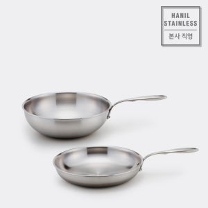 한일스텐레스 통5중 프리미엄 베르겐 IH 스텐팬 2종 세트 (28궁중팬(웍)+28프라이팬)