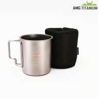 AMG 티타늄 머그컵 450ml 메쉬 케이스 포함 국산 티탄 캠핑 백패킹 등산 컵 식기