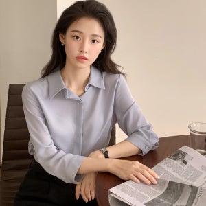 [자체제작] (국내제작) 올데이 히든 버튼 7부 가을블라우스 bs6225