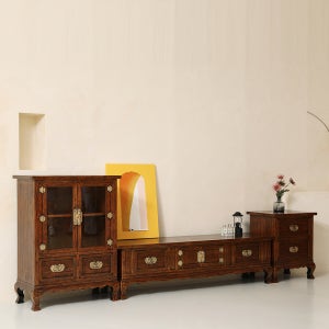 민규네고가구 나비상다리장식장세트 원목 인테리어 전통 엔틱 고전 수납장 TV대 거실장