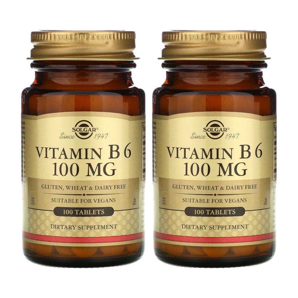 SOLGAR 솔가 비타민 B6 100mcg 피리독신 HCI 100정 1+1